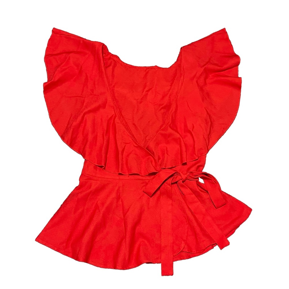 Cherry Red Flowy Wrap Top